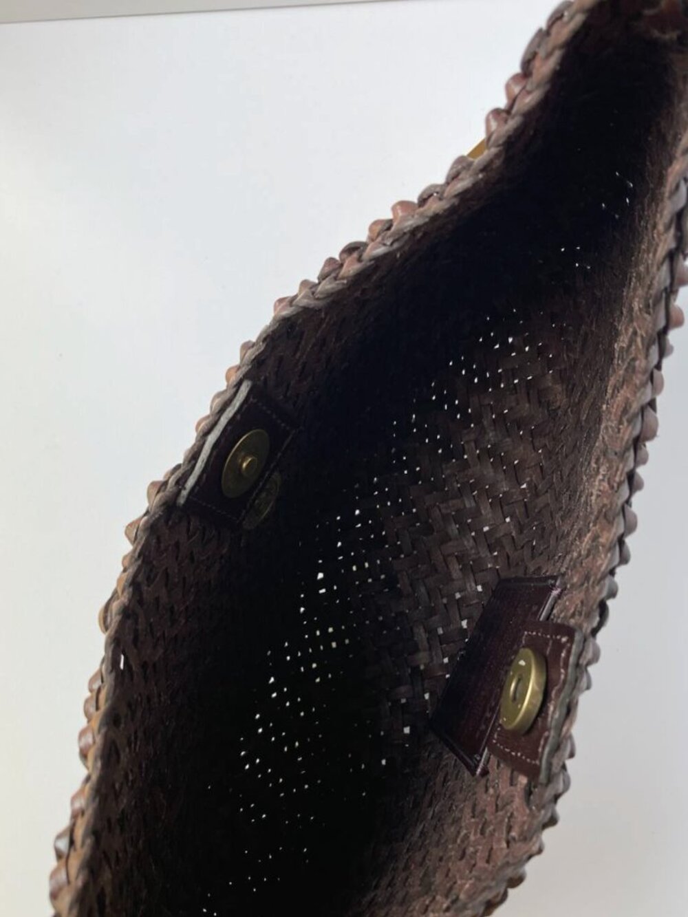 Dragon Diffusion Dark Brown Handwoven Leather Crescent Underarm Bag - Picture 5 of 9